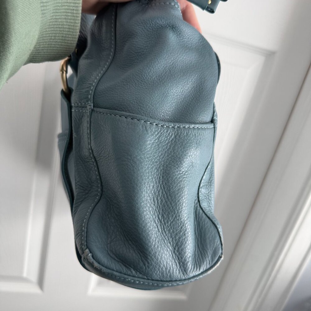 Michael Kors Dusty Blue Double Handle Leather Shoulder Bag - Picture 5 of 8